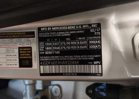 2017 Mercedes-Benz Gls 450 4Matic from USA, damaged, VIN 4JGDF6EE9HA922484